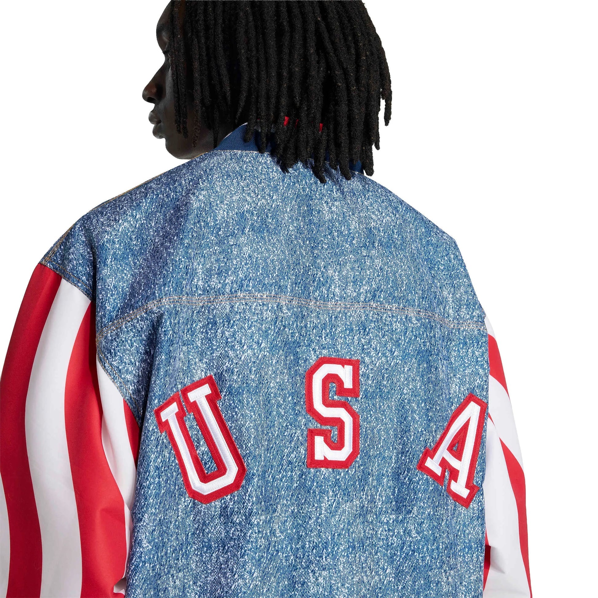 USA  Men's Denim Graphic Track Top