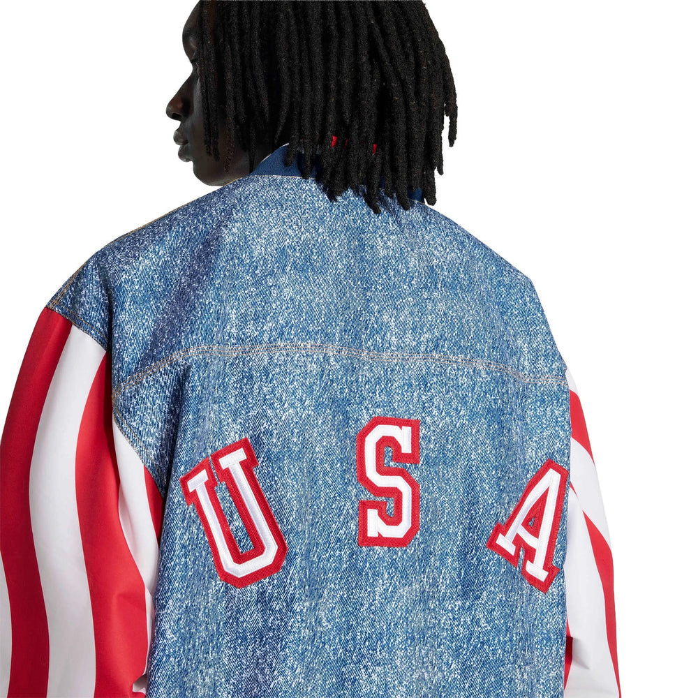 USA  Men's Denim Graphic Track Top