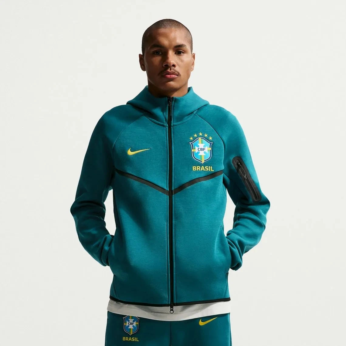 Brazil 2026-27  Men's Full-Zip Tech Fleece Hoodie