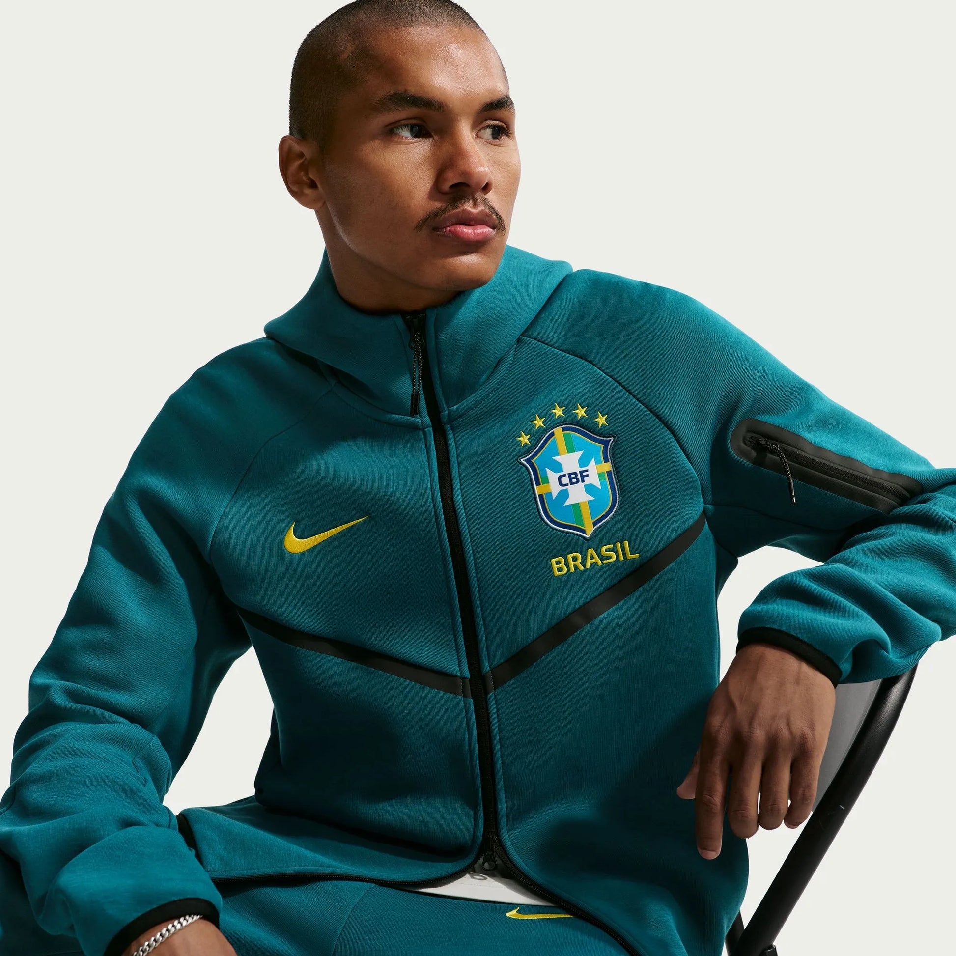 Brazil 2026-27  Men's Full-Zip Tech Fleece Hoodie