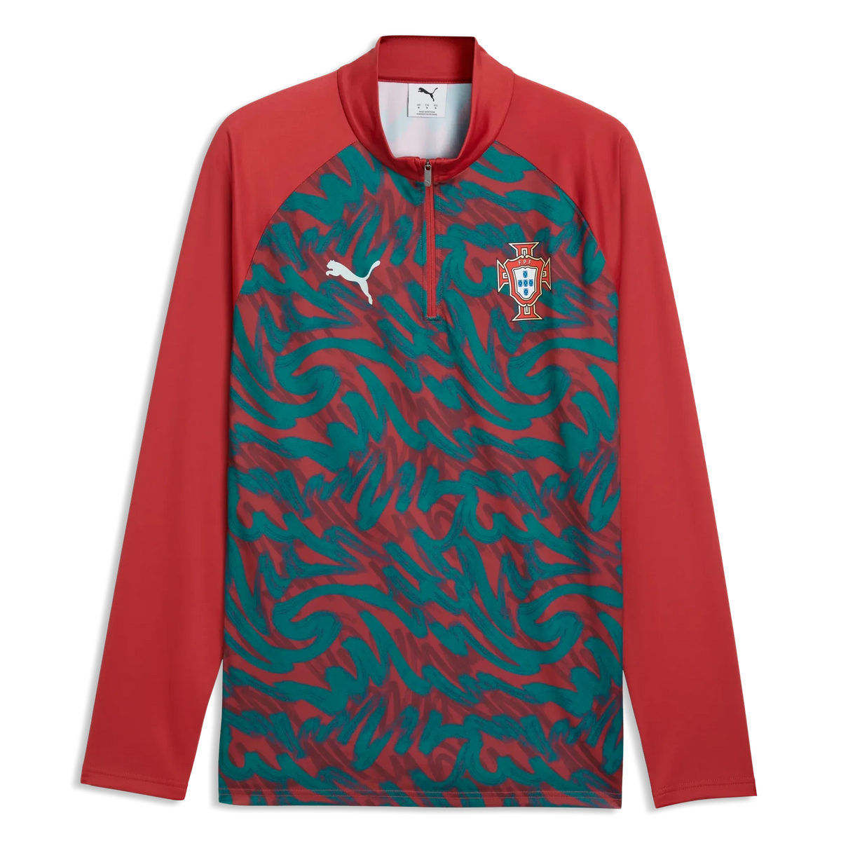 2026-27 Portugal Men's 1/4 Zip Pre-Match Top Club Red-Green Lagoon