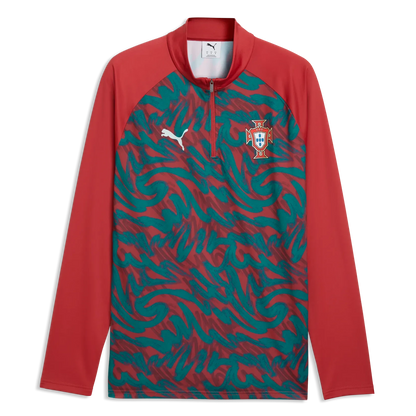 2026-27 Portugal Men's 1/4 Zip Pre-Match Top Club Red-Green Lagoon