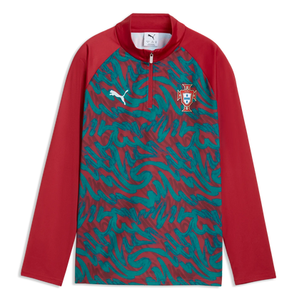 2026-27 Portugal Youth 1/4 Zip Pre-Match Top Club Red-Green Lagoon